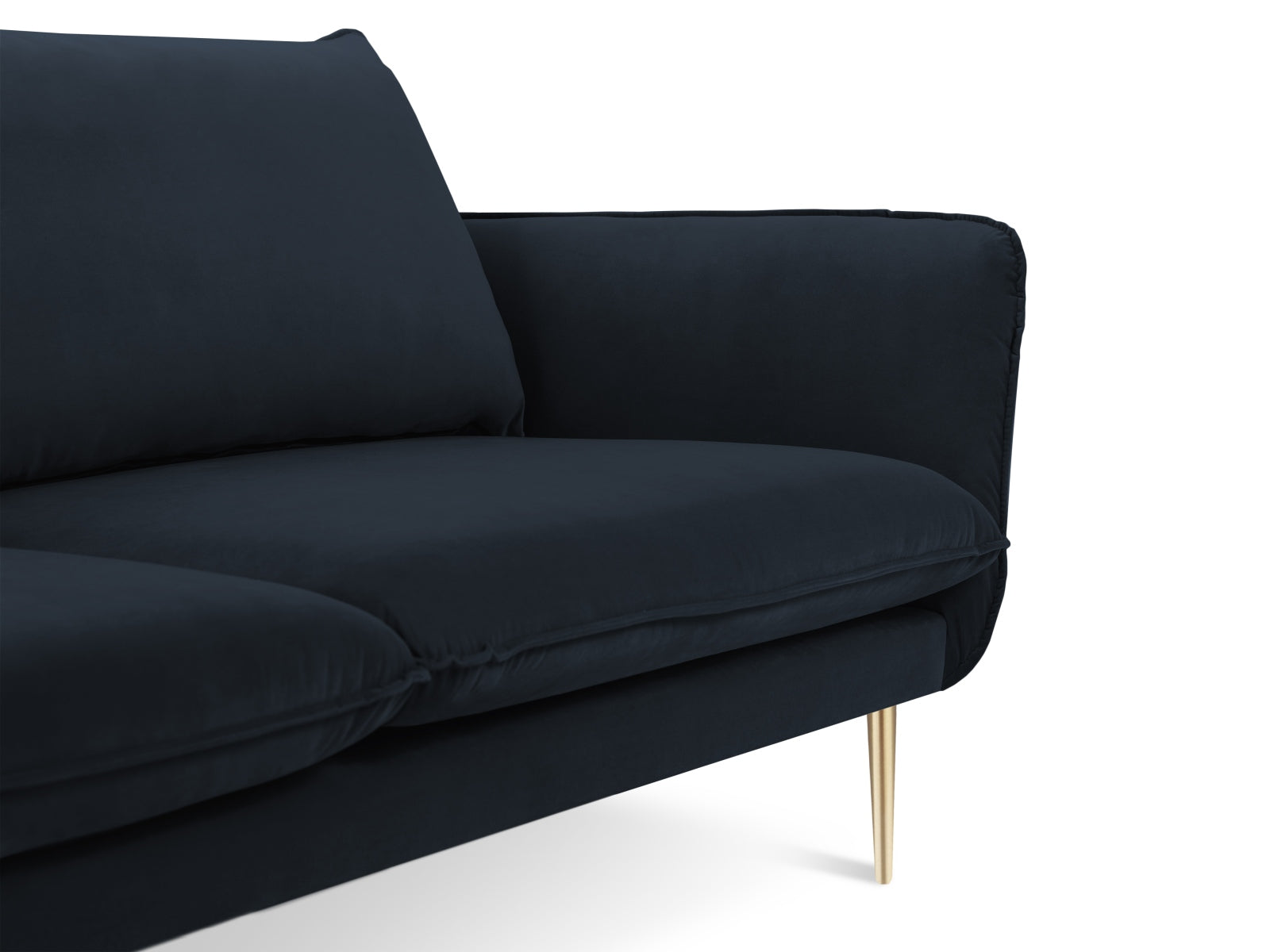 Luxuriöses 3-Sitzer Sofa "Vienna" in tiefem Blau, ausgestattet mit feinem Velours und eleganten Details für ein modernes Ambiente.