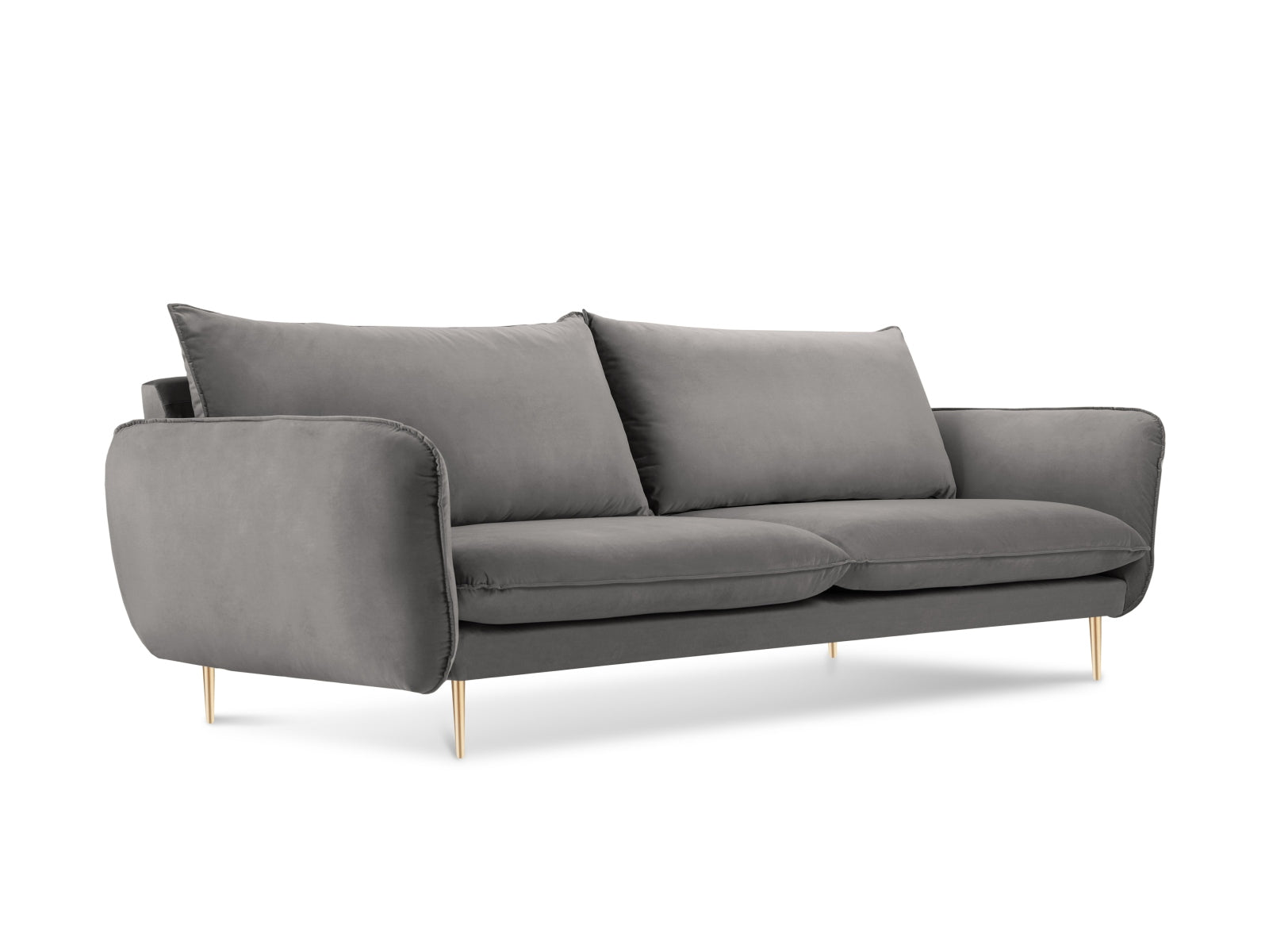 Vienna Velour Sofa 3 Sitzer 92cm in Light Grey/Gold-Bluvel präsentiert im Onlineshop von KAQTU Design AG. 3er Sofa ist von Cosmopolitan Design