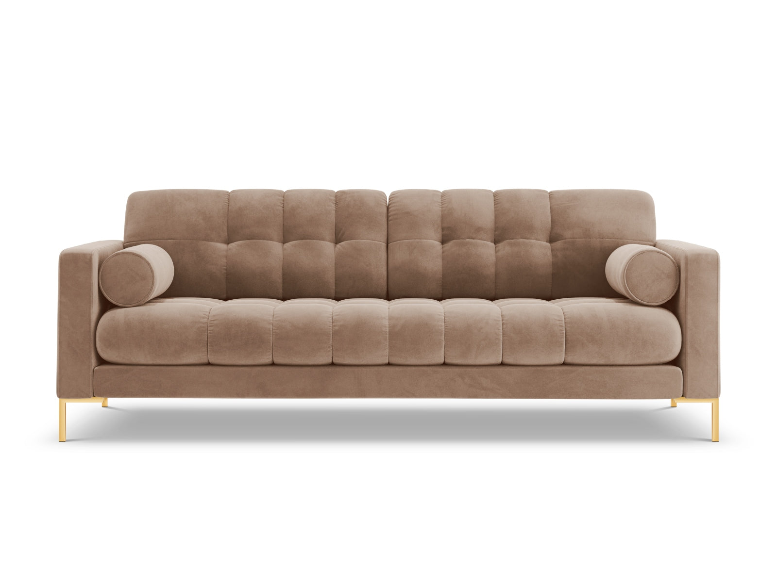 Stilvolles 3-Sitzer Sofa Bali in zartem Beige-Bluvel, perfekt für entspannte Wohnbereiche, entworfen von Cosmopolitan Design.