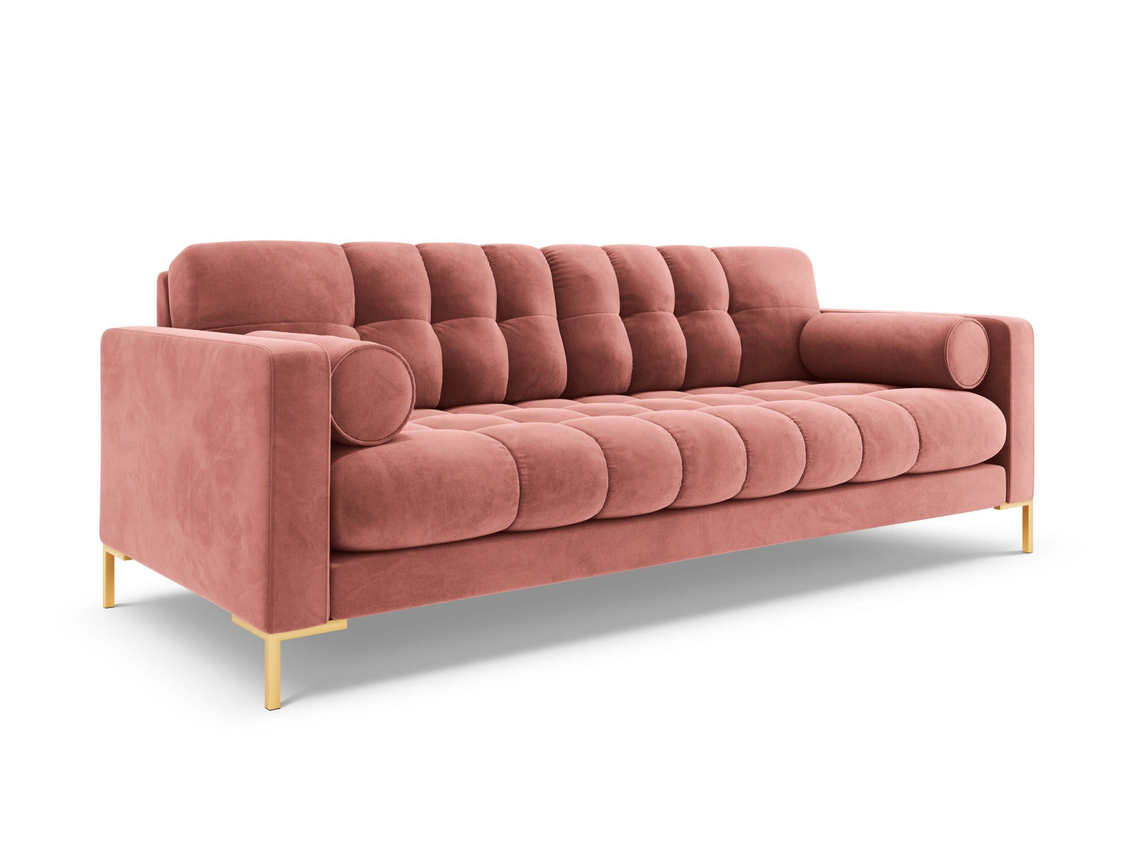 Elegantes 3-Sitzer Sofa Bali in lebhaftem Pink-Bluvel, ideal für stilvolle Wohnräume und entspannte Stunden mit Freunden.