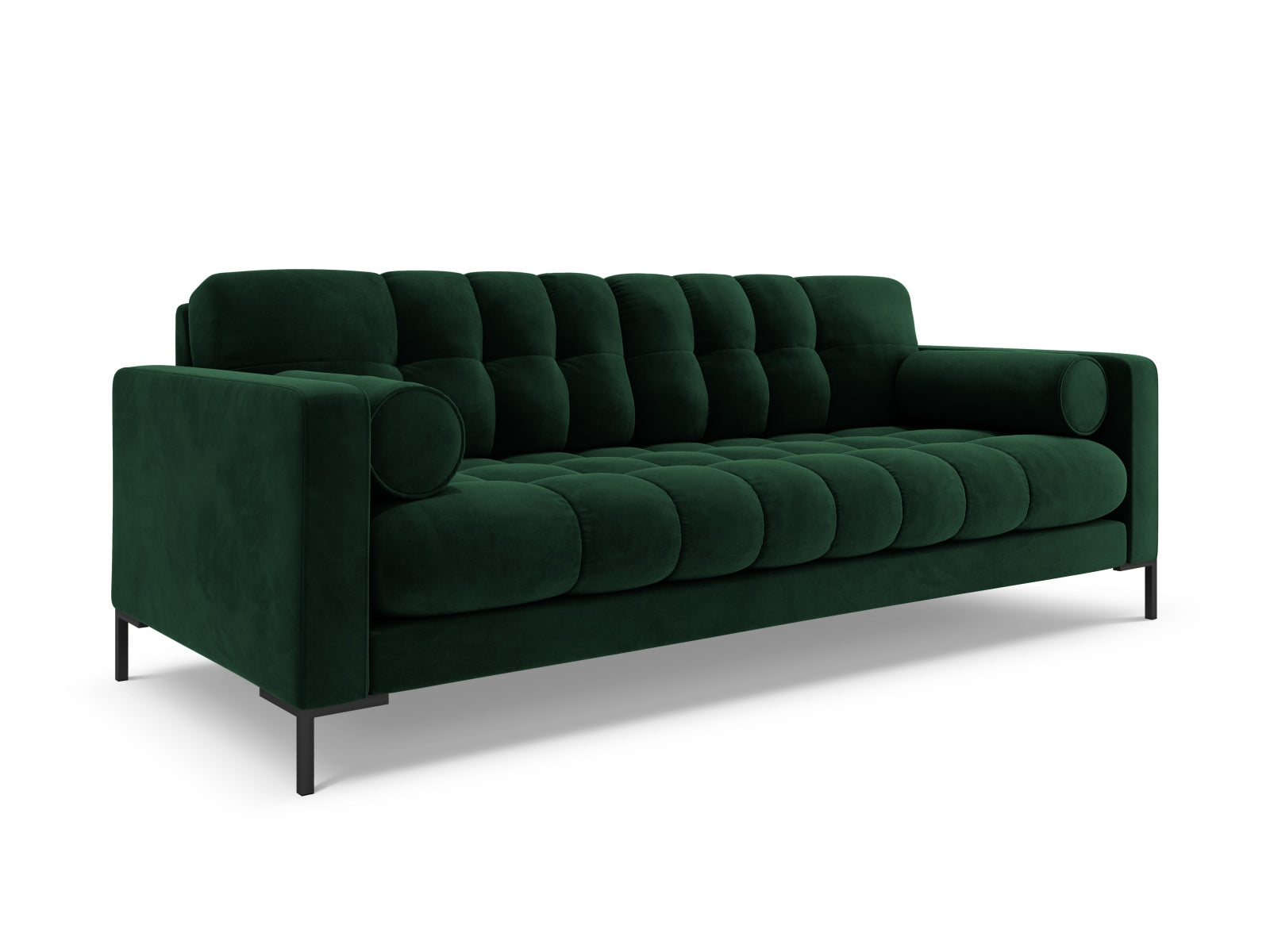 Elegantes 3-Sitzer Sofa Bali in edlem Bottle Green-Bluvel, ideal für stilvolle Wohnräume, erhältlich bei KAQTU Design AG.