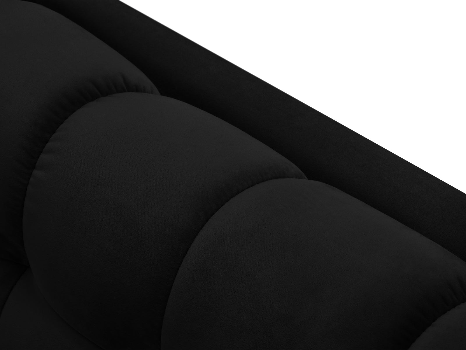 Elegantes 3-Sitzer Sofa Bali in modernem Black-Bluvel, ideal für stilvolle Wohnzimmer und entspannte Stunden. Komfort trifft auf modernes Design.