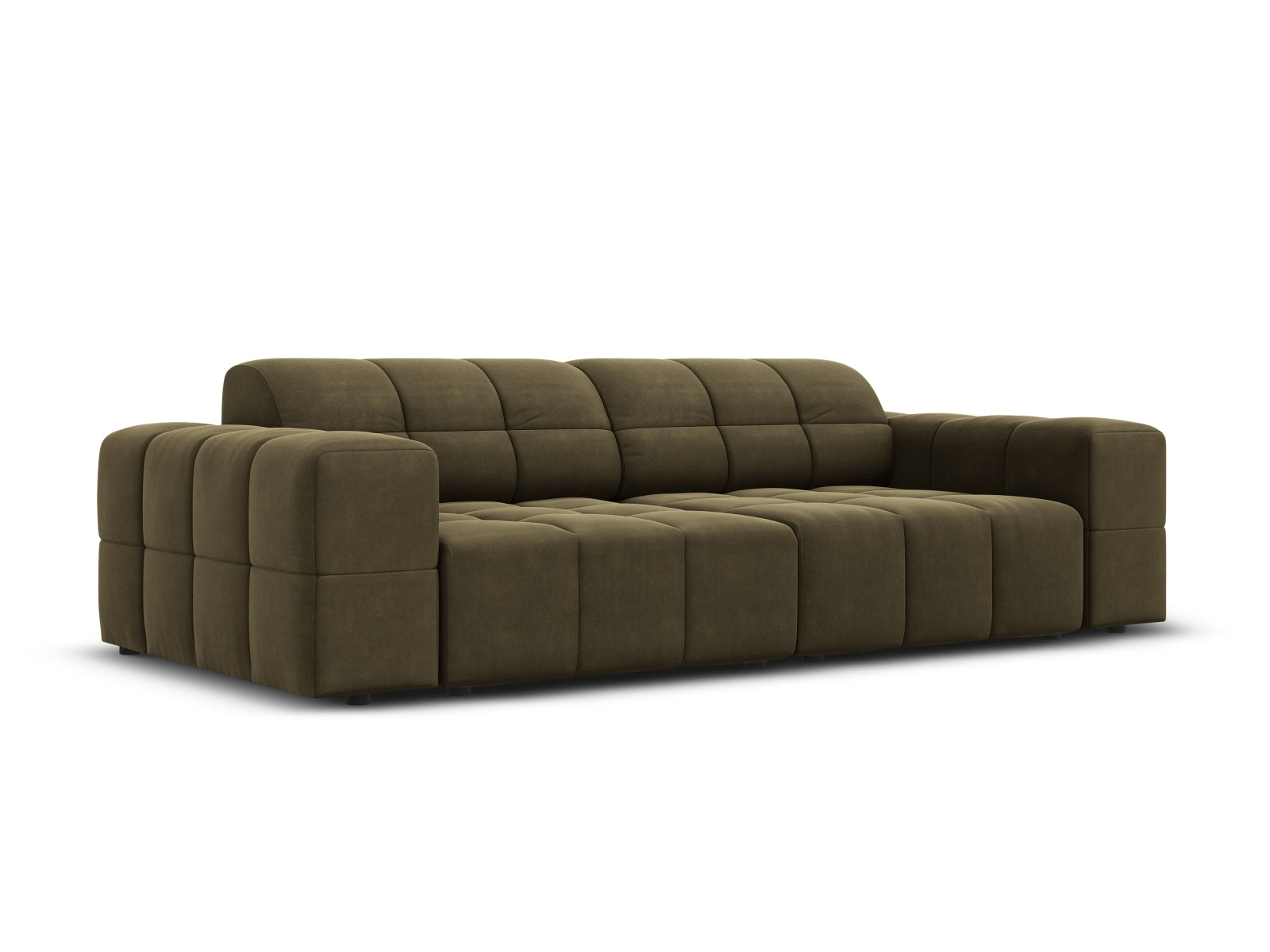 Elegantes Chicago Velour Sofa in Green-Bluvel, 3-Sitzer mit 102 cm Breite, ideal für stilvolle Wohnräume, erhältlich bei KAQTU Design AG.