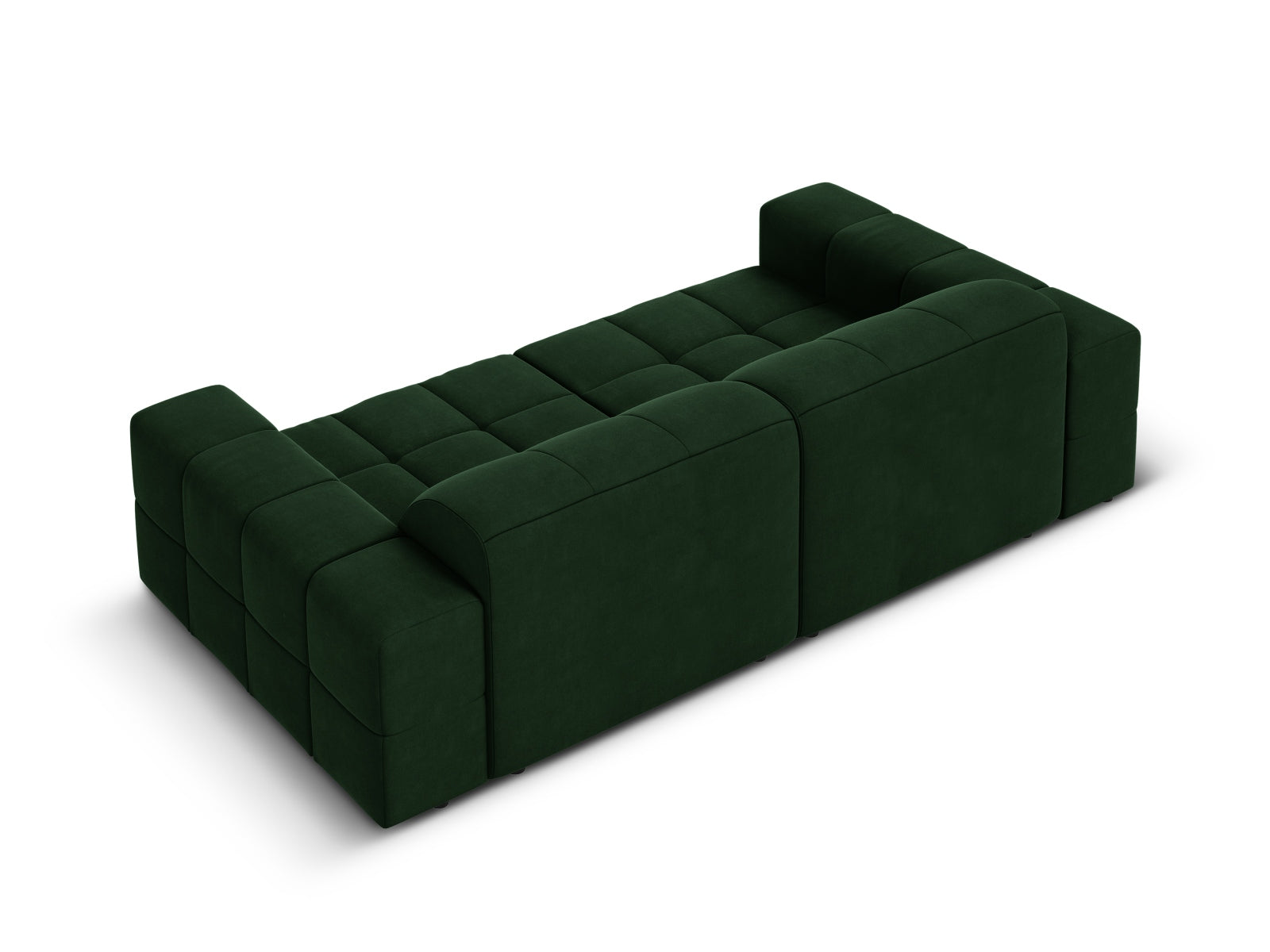 Elegantes 3-Sitzer Sofa in edlem Flaschengrün, gefertigt aus hochwertigem Velours, ideal für stilvolle Wohnräume und entspannte Abende.