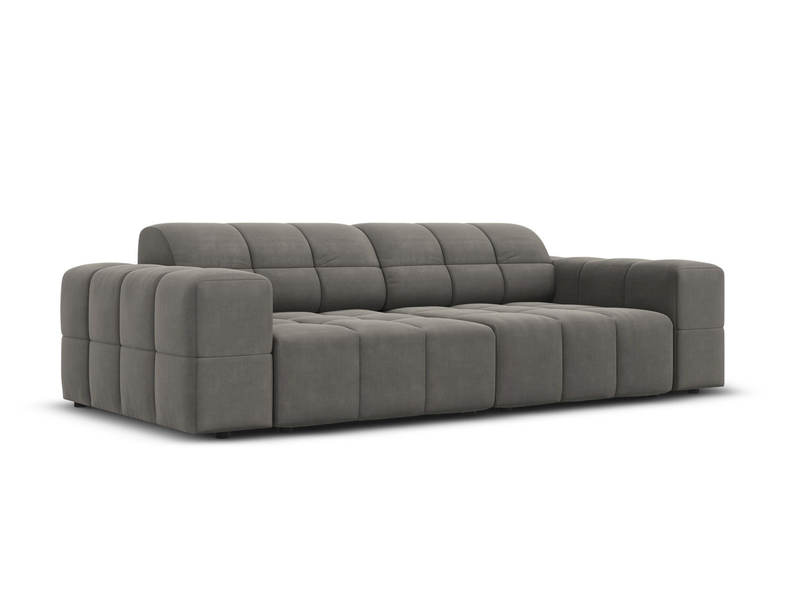 Elegantes Chicago Velour Sofa in sanftem Grau, ideal für stilvolle Wohnräume. 3-Sitzer mit modernem Design von Cosmopolitan Design.