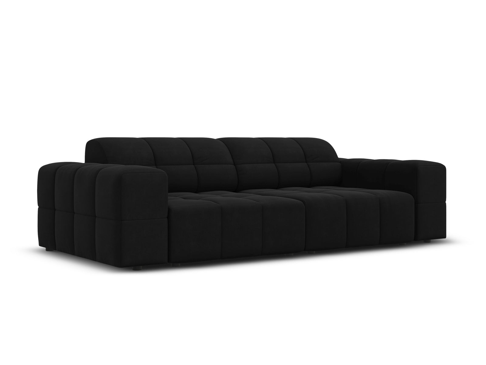 Elegantes Chicago Velour Sofa in Schwarz-Bluvel, 3-Sitzer mit modernem Design, ideal für stilvolle Wohnräume.