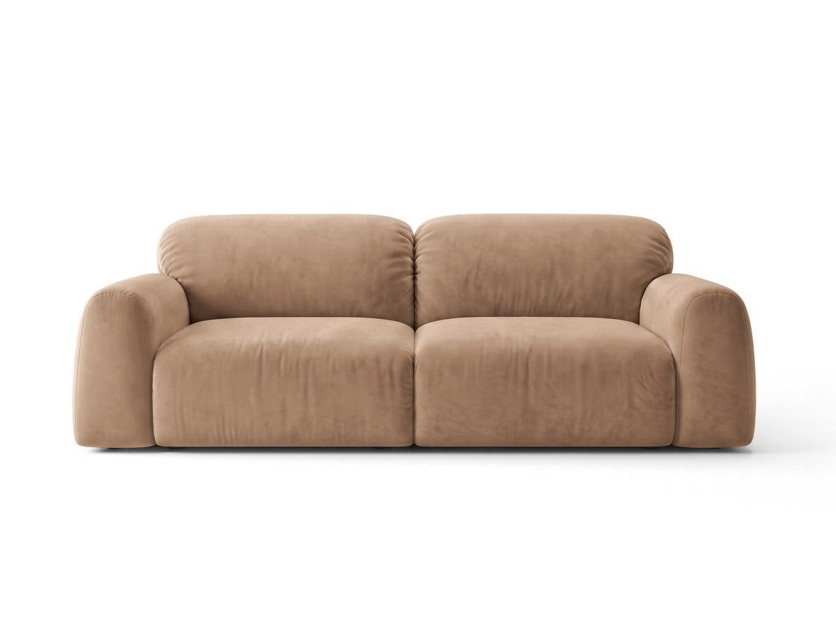 3er Sofa Milan mit Bluvel-Stoffbezug in Samtoptik auf schwarzen Kunststoffbeinen