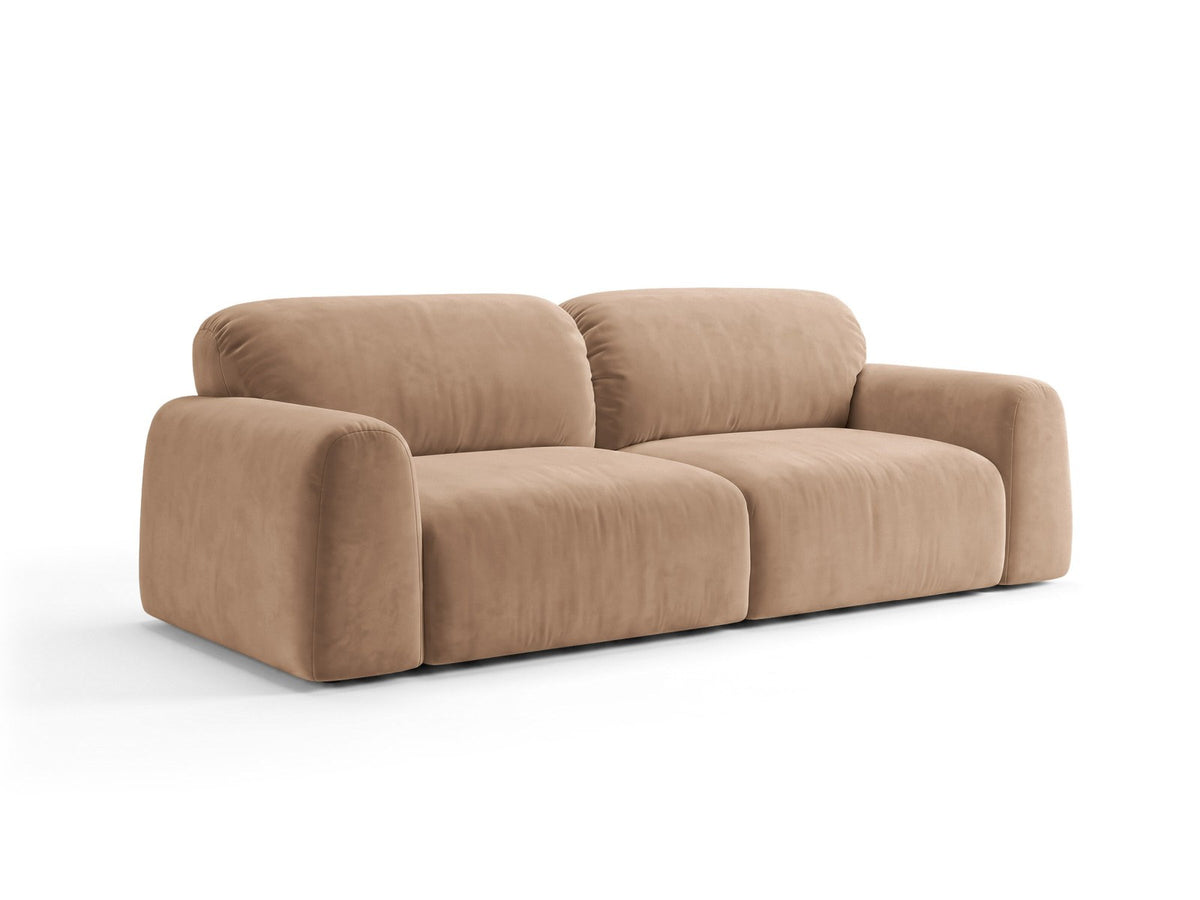 3er Sofa Milan mit Bluvel-Stoffbezug in Samtoptik auf schwarzen Kunststoffbeinen
