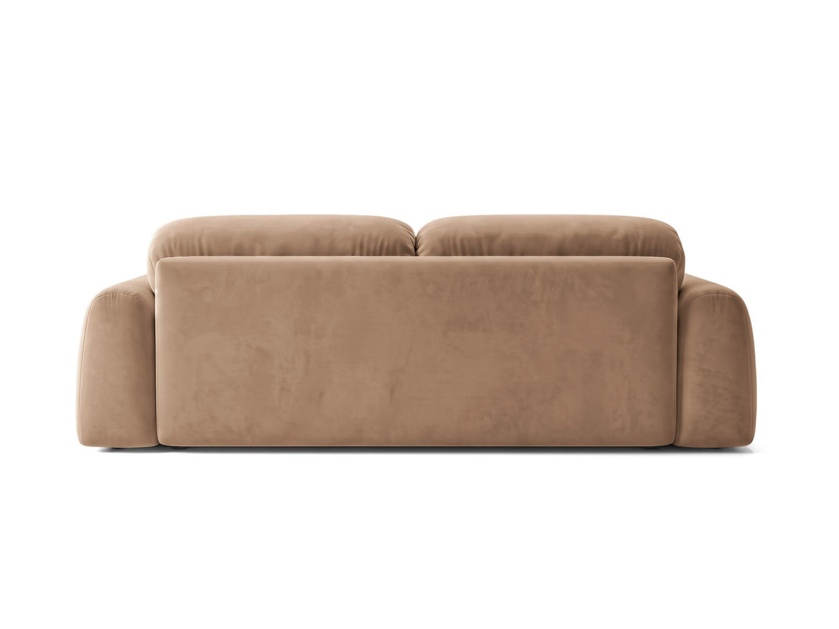 3er Sofa Milan mit Bluvel-Stoffbezug in Samtoptik auf schwarzen Kunststoffbeinen