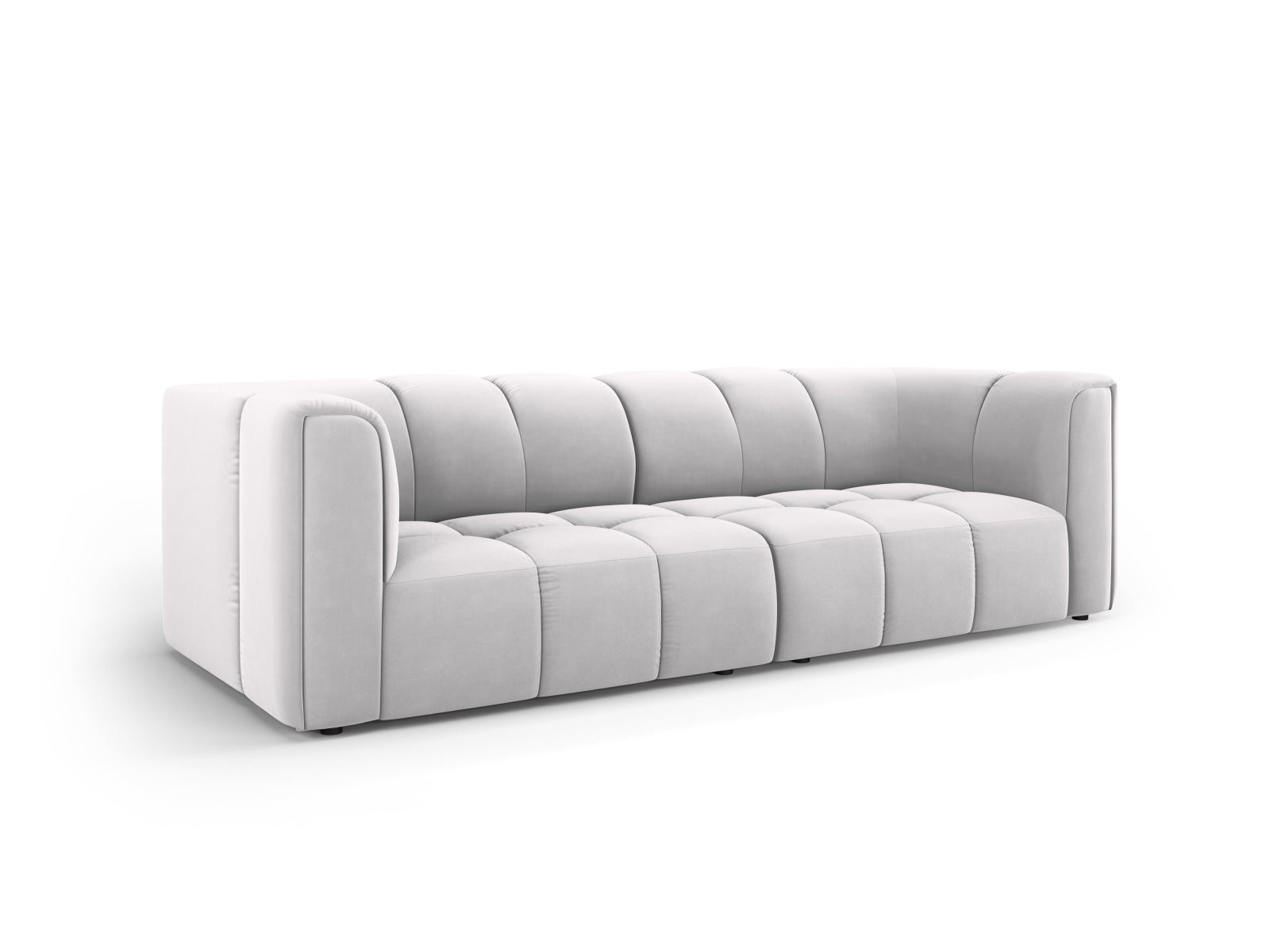 Elegantes 3-Sitzer Sofa Moritz in stilvollem Silver-Bluvel, ideal für moderne Wohnräume, erhältlich bei KAQTU Design AG.
