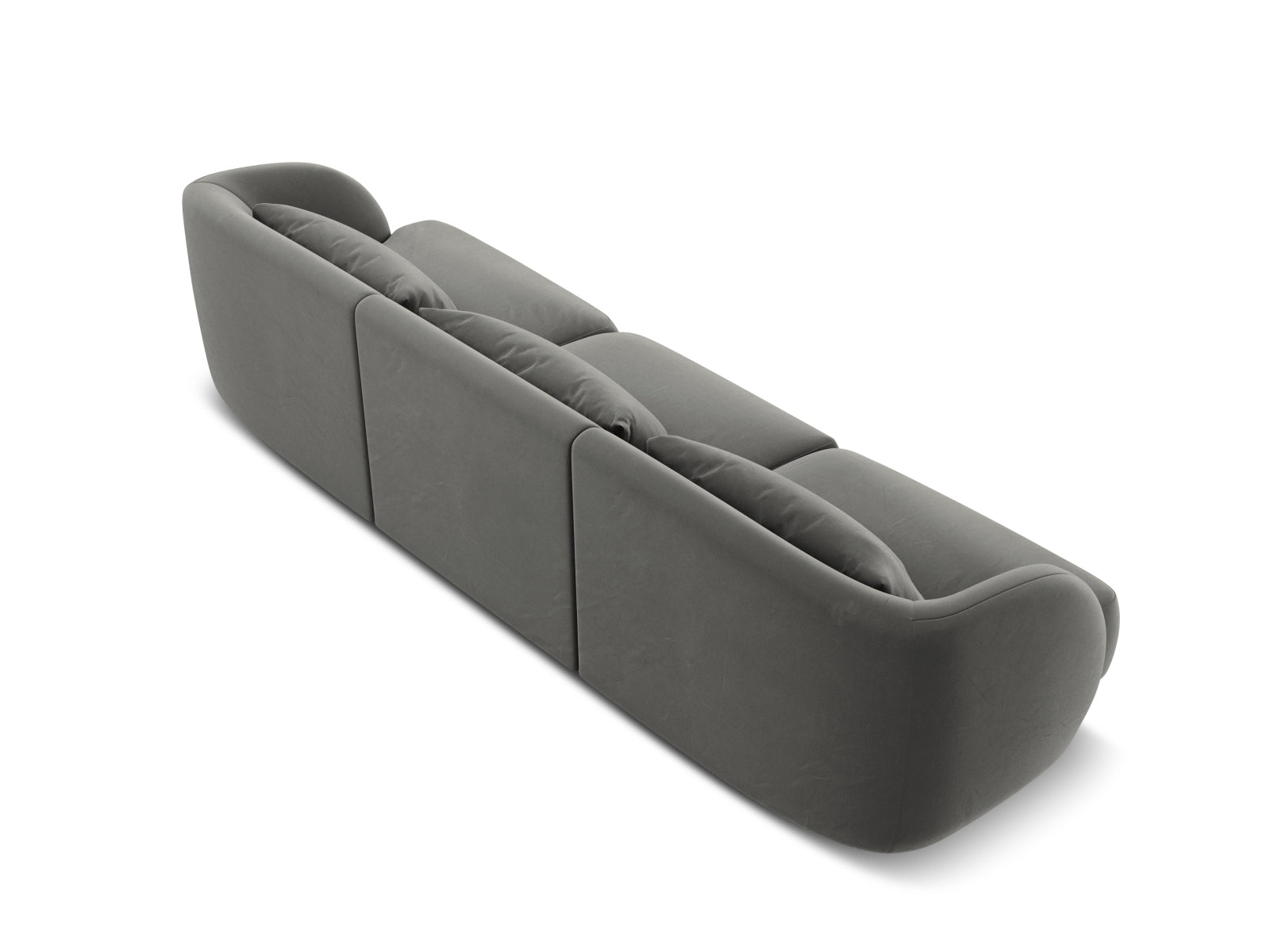 Elegantes 3-Sitzer Sofa Tulum aus weichem Velours in sanftem Grau, ideal für stilvolle Wohnräume und entspannte Stunden.