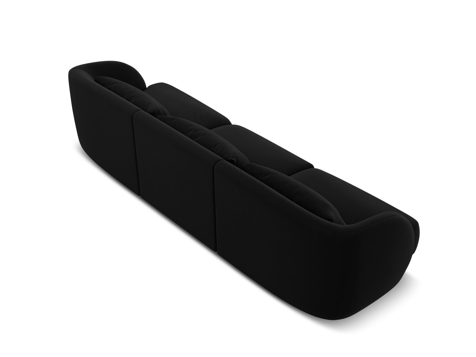 Elegantes 3-Sitzer Sofa Tulum aus hochwertigem Velours in Schwarz-Bluvel, ideal für stilvolle Wohnräume und entspannte Abende.