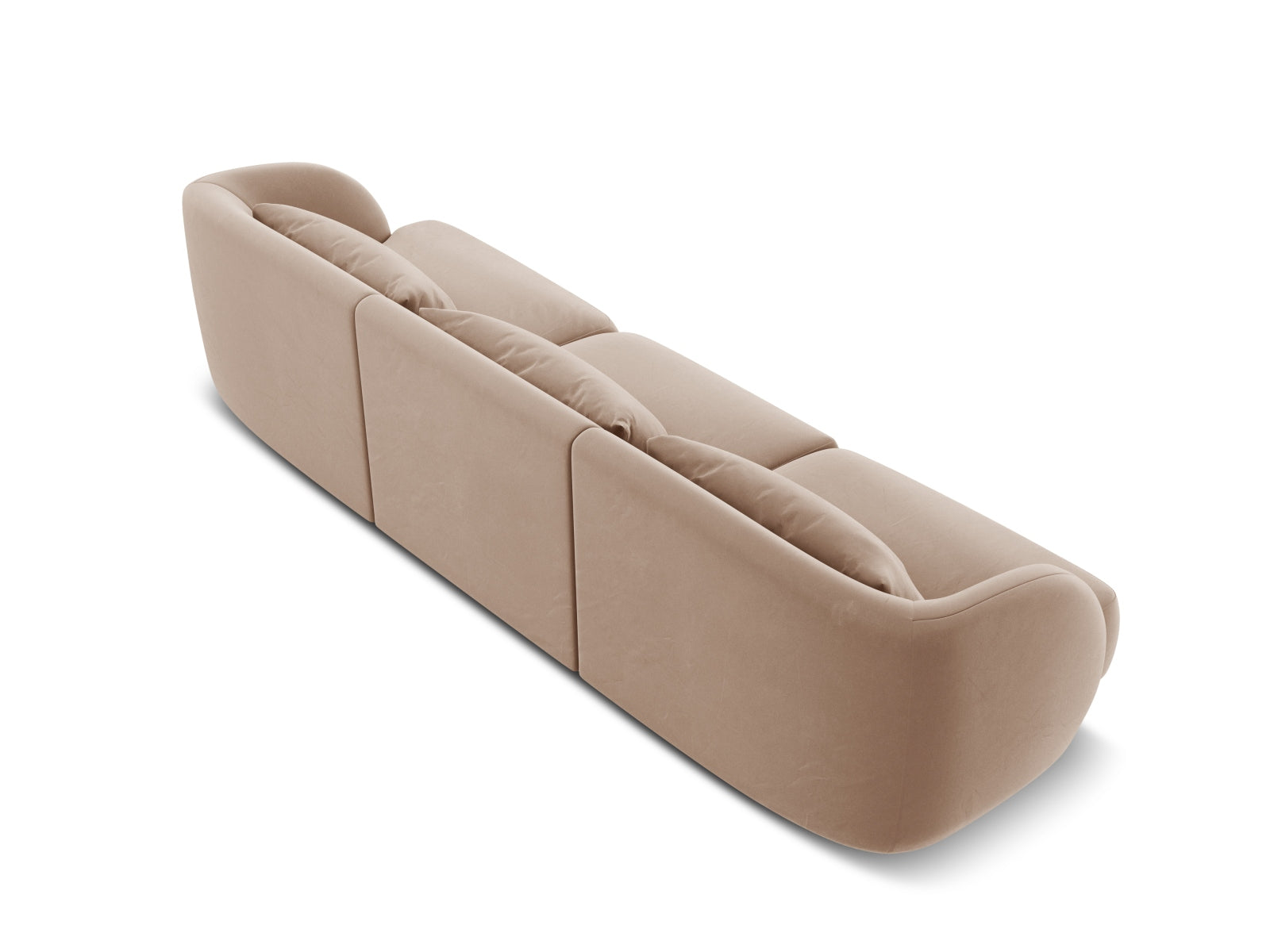 Elegantes 3-Sitzer Sofa Tulum aus Velours in Beige, ideal für stilvolle und einladende Wohnräume.