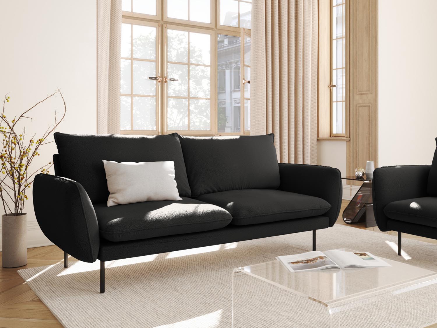 Elegantes 3-Sitzer Sofa "Vienna" in stilvollem Boucle-Stoff, ideal für moderne Wohnräume. Komfort und Design vereint.