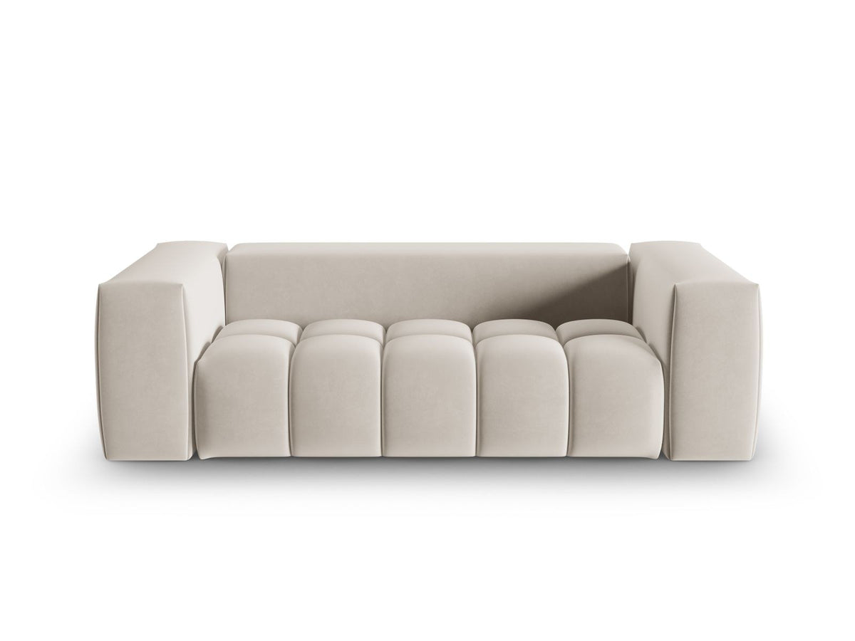 Modulares 3er Sofa Verona in Sand-Casino Samtstoff mit Massivholzrahmen und schwarzen Kunststoffbeinen, Cosmopolitan Design.