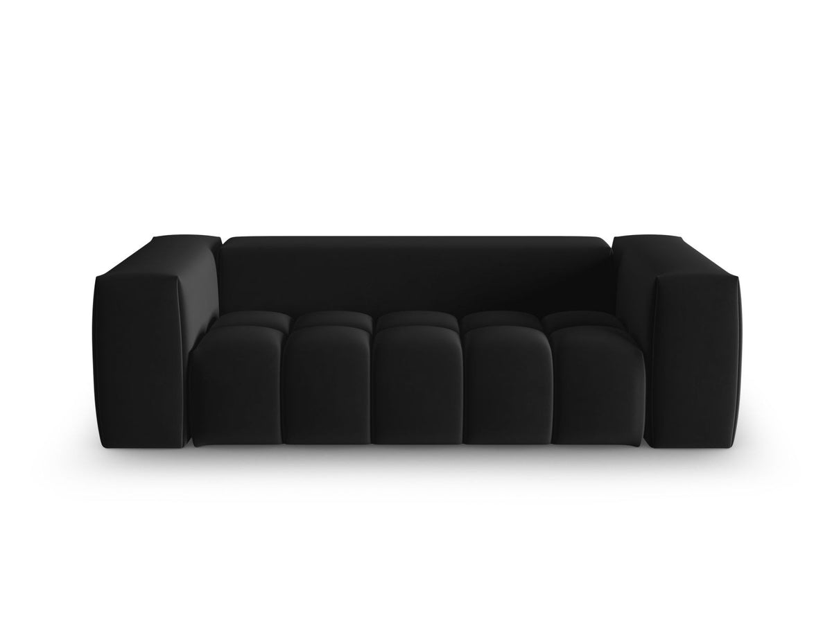Modulares 3er Sofa Verona in Sand-Casino Samtstoff mit Massivholzrahmen und schwarzen Kunststoffbeinen, Cosmopolitan Design.