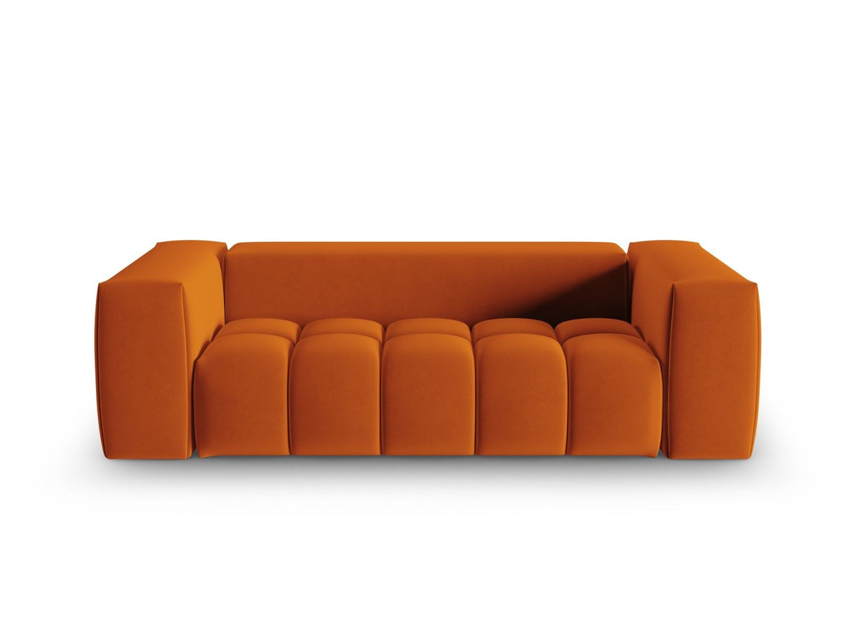 Modulares 3er Sofa Verona in Sand-Casino Samtstoff mit Massivholzrahmen und schwarzen Kunststoffbeinen, Cosmopolitan Design.