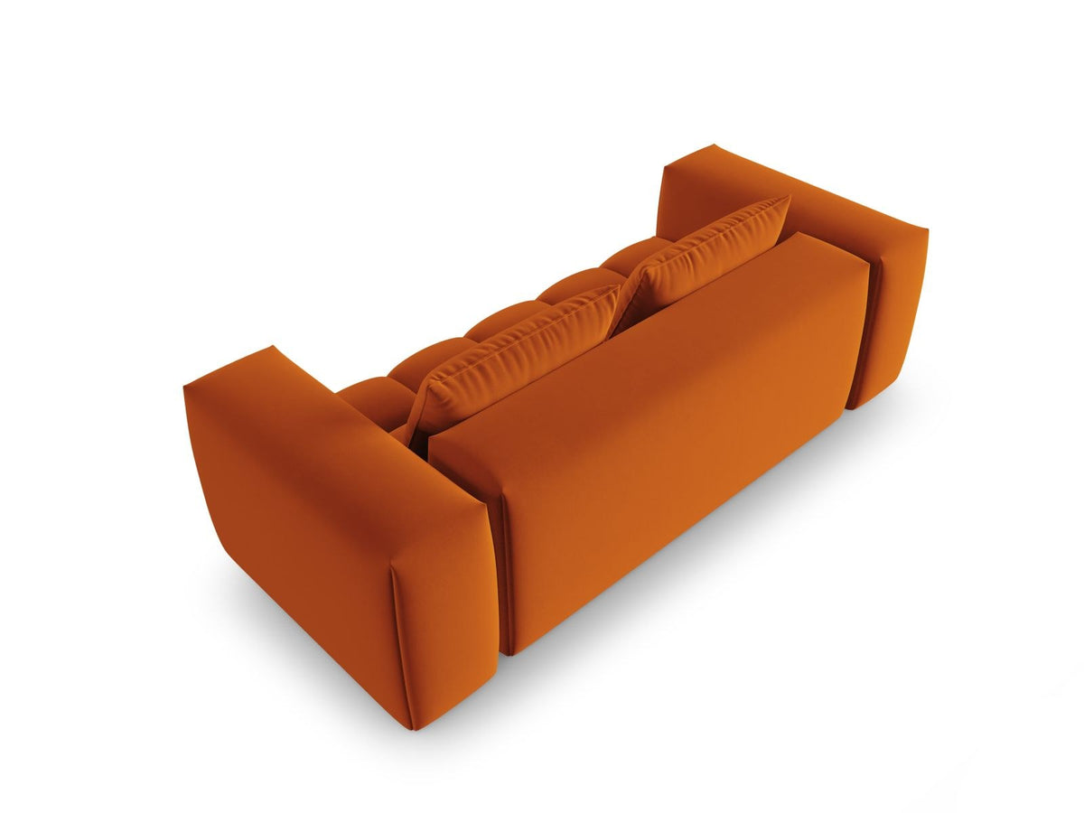 Modulares 3er Sofa Verona in Sand-Casino Samtstoff mit Massivholzrahmen und schwarzen Kunststoffbeinen, Cosmopolitan Design.