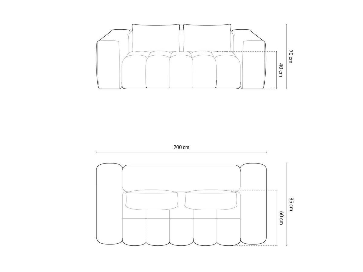 Modulares 3er Sofa Verona in Sand-Casino Samtstoff mit Massivholzrahmen und schwarzen Kunststoffbeinen, Cosmopolitan Design.