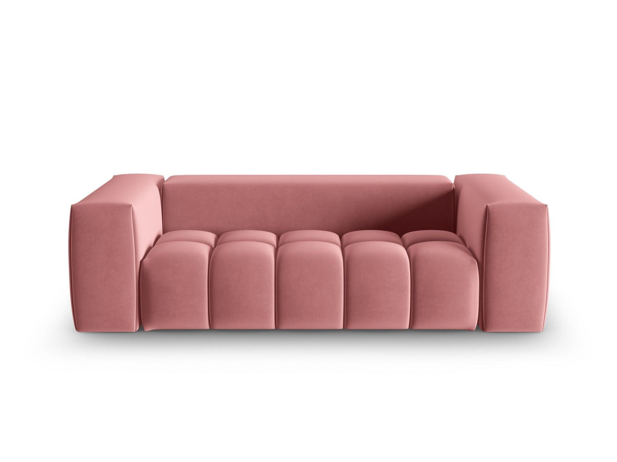 Modulares 3er Sofa Verona in Sand-Casino Samtstoff mit Massivholzrahmen und schwarzen Kunststoffbeinen, Cosmopolitan Design.