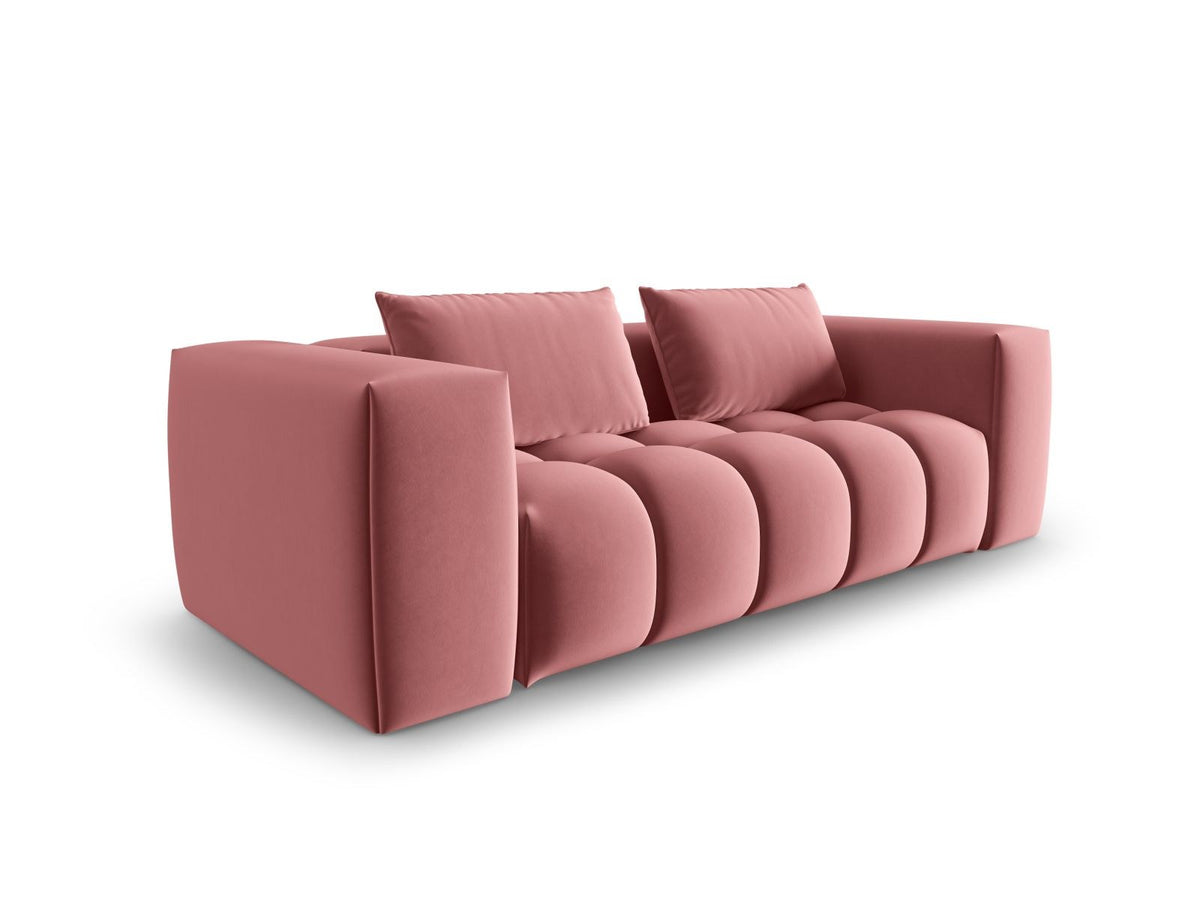 Modulares 3er Sofa Verona in Sand-Casino Samtstoff mit Massivholzrahmen und schwarzen Kunststoffbeinen, Cosmopolitan Design.
