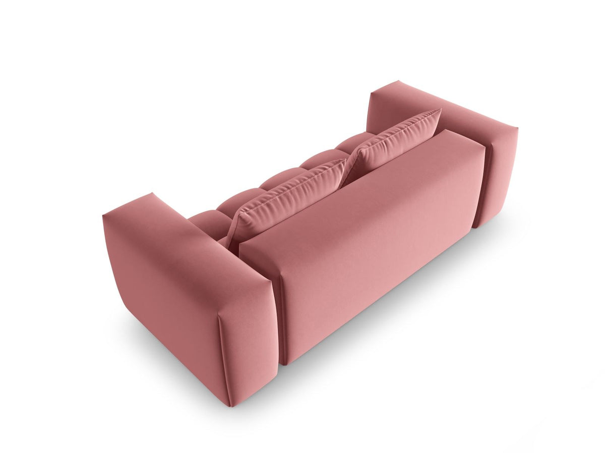 Modulares 3er Sofa Verona in Sand-Casino Samtstoff mit Massivholzrahmen und schwarzen Kunststoffbeinen, Cosmopolitan Design.