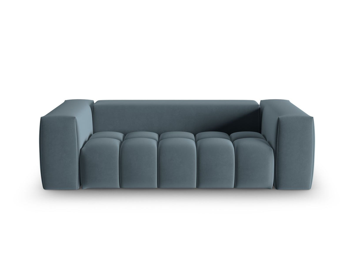 Modulares 3er Sofa Verona in Sand-Casino Samtstoff mit Massivholzrahmen und schwarzen Kunststoffbeinen, Cosmopolitan Design.