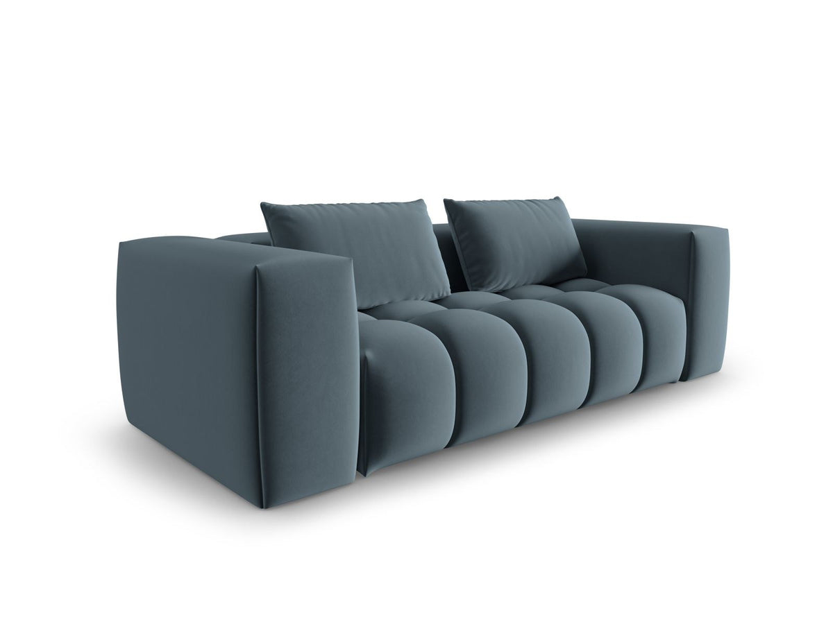 Modulares 3er Sofa Verona in Sand-Casino Samtstoff mit Massivholzrahmen und schwarzen Kunststoffbeinen, Cosmopolitan Design.