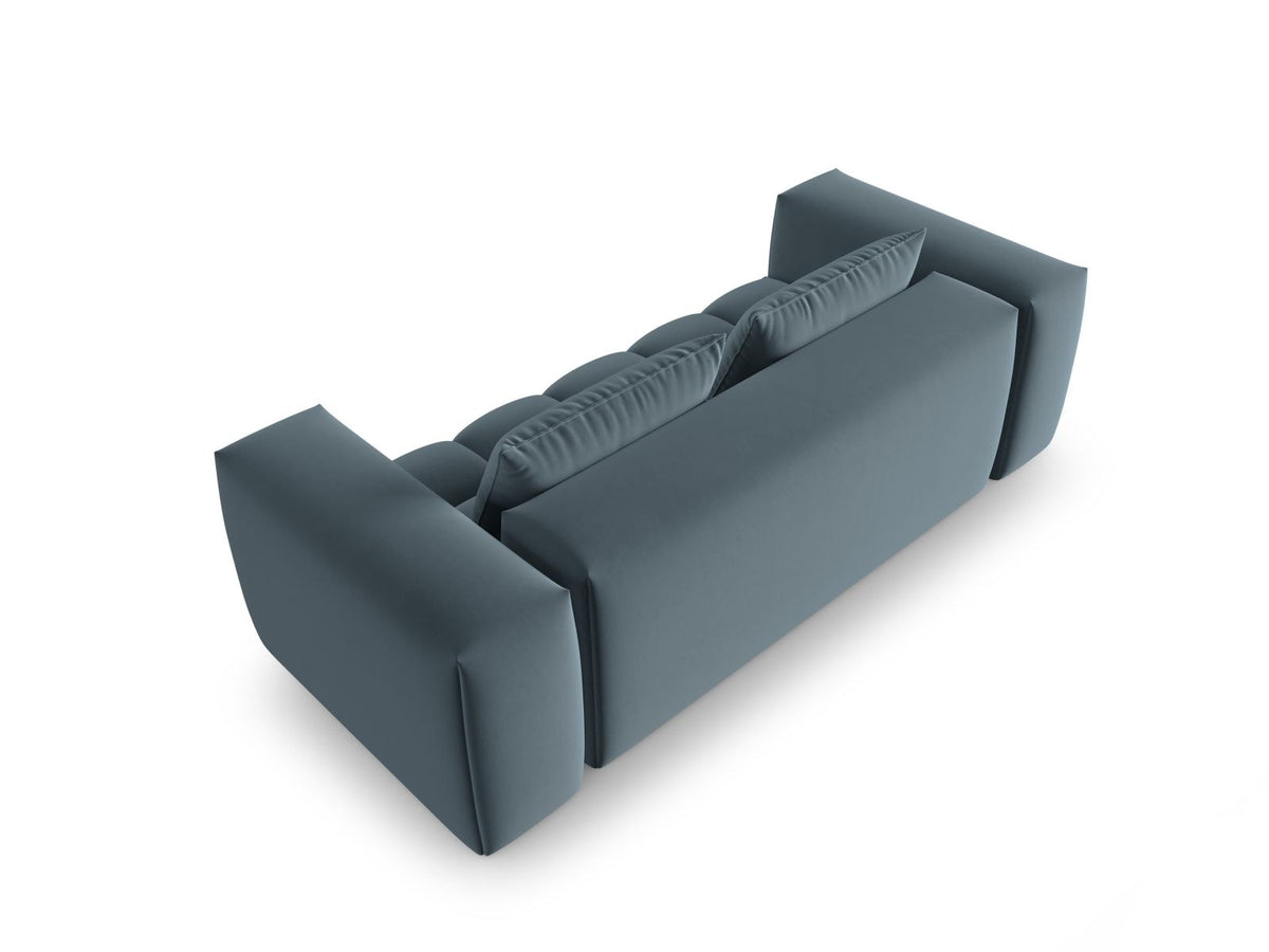 Modulares 3er Sofa Verona in Sand-Casino Samtstoff mit Massivholzrahmen und schwarzen Kunststoffbeinen, Cosmopolitan Design.