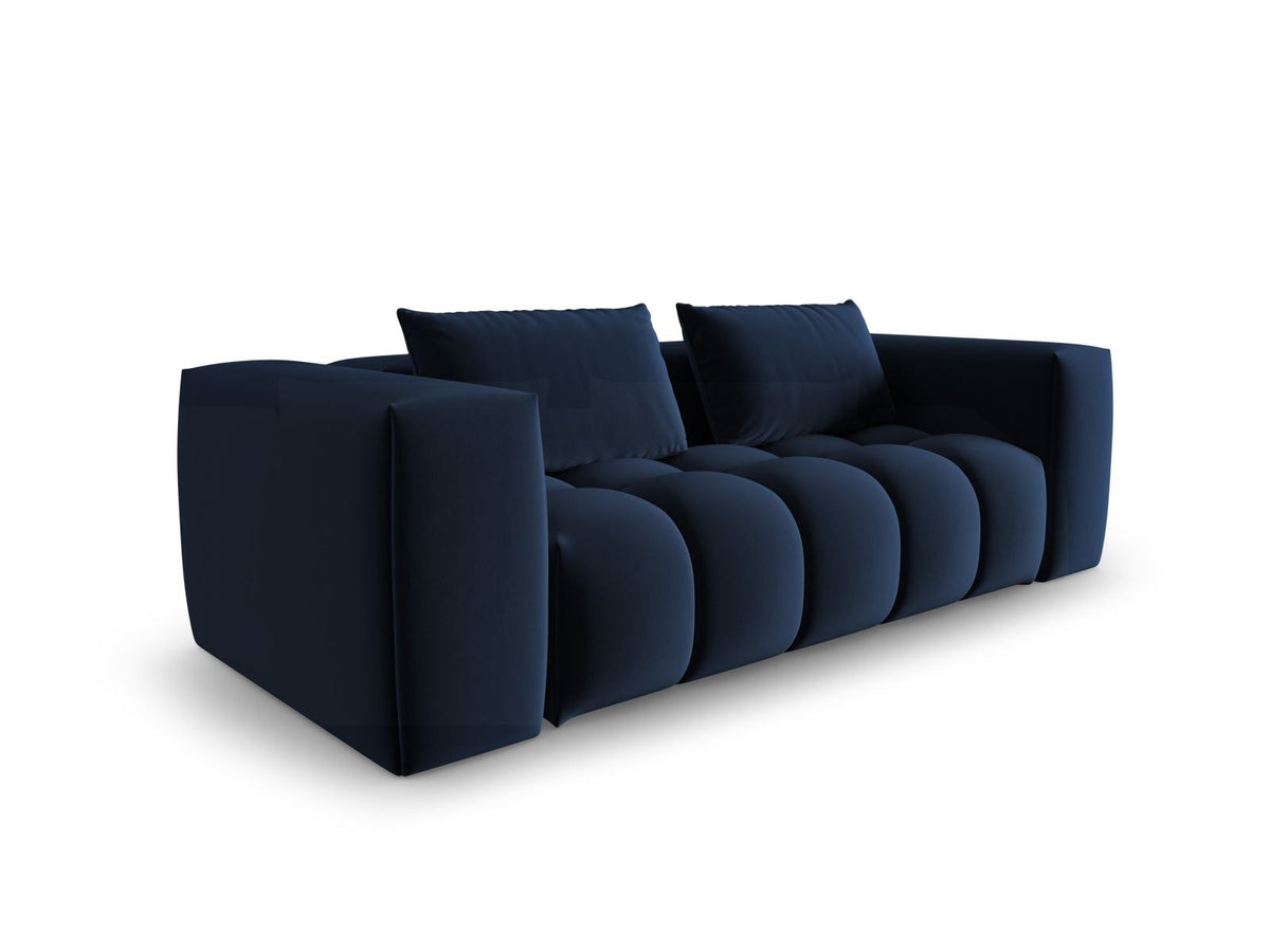 Modulares 3er Sofa Verona in Sand-Casino Samtstoff mit Massivholzrahmen und schwarzen Kunststoffbeinen, Cosmopolitan Design.