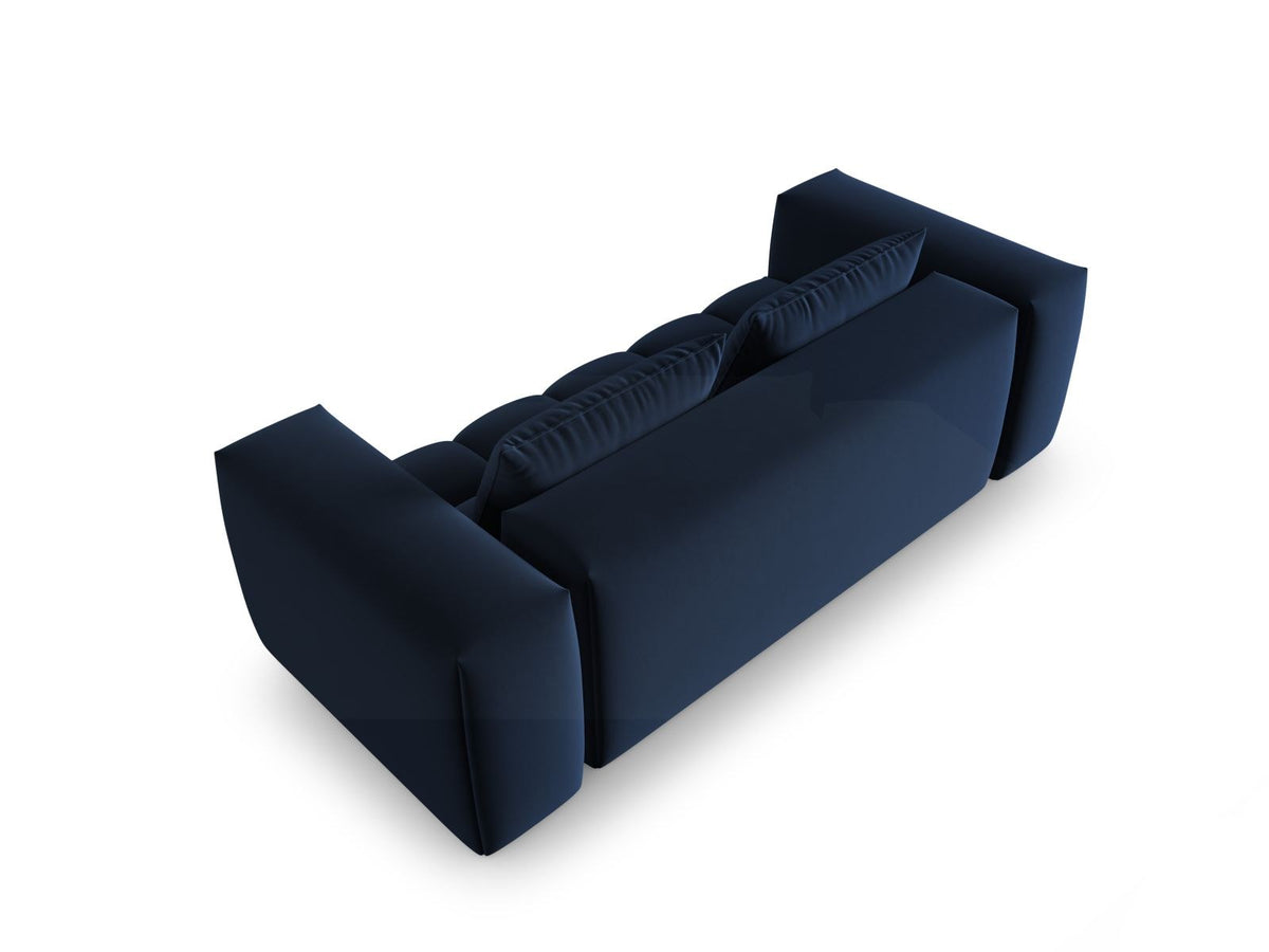 Modulares 3er Sofa Verona in Sand-Casino Samtstoff mit Massivholzrahmen und schwarzen Kunststoffbeinen, Cosmopolitan Design.