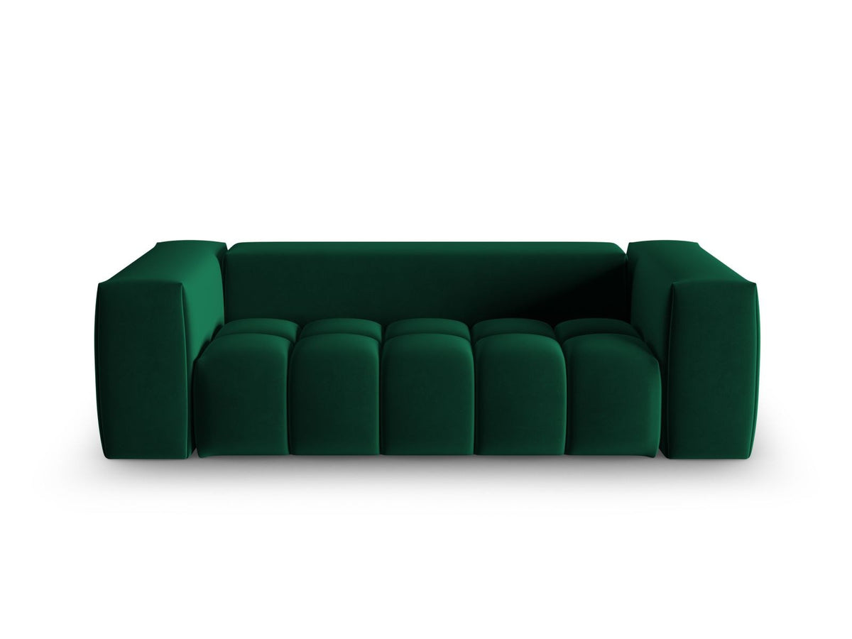 Modulares 3er Sofa Verona in Sand-Casino Samtstoff mit Massivholzrahmen und schwarzen Kunststoffbeinen, Cosmopolitan Design.
