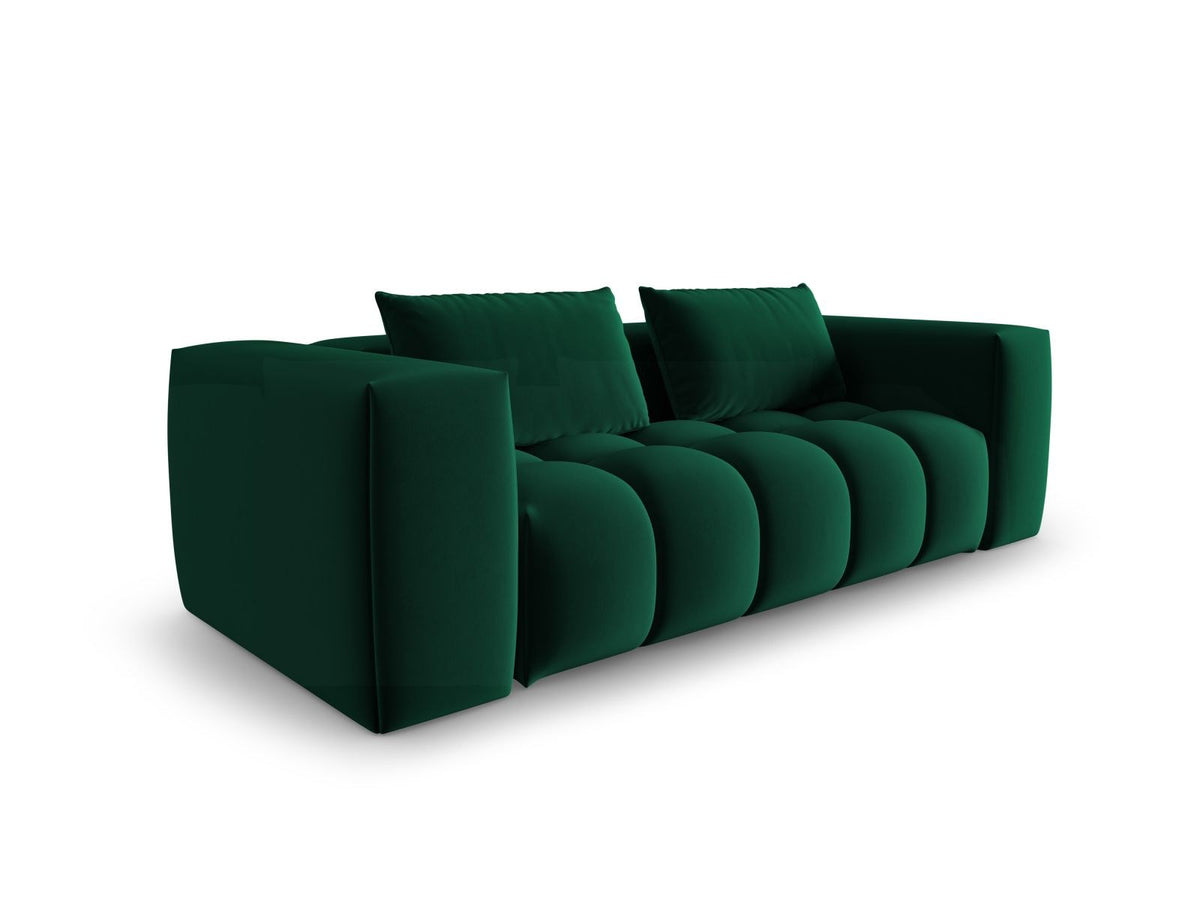 Modulares 3er Sofa Verona in Sand-Casino Samtstoff mit Massivholzrahmen und schwarzen Kunststoffbeinen, Cosmopolitan Design.