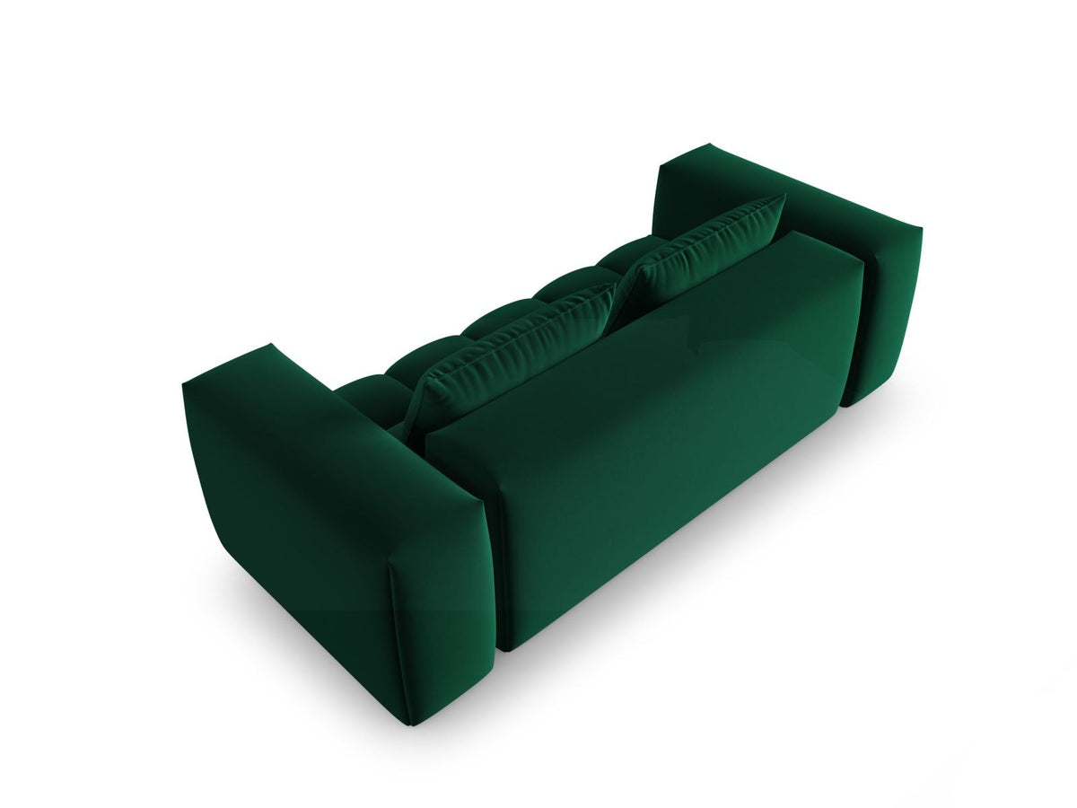 Modulares 3er Sofa Verona in Sand-Casino Samtstoff mit Massivholzrahmen und schwarzen Kunststoffbeinen, Cosmopolitan Design.