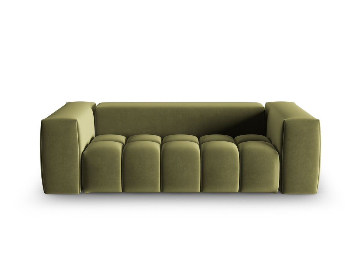Modulares 3er Sofa Verona in Sand-Casino Samtstoff mit Massivholzrahmen und schwarzen Kunststoffbeinen, Cosmopolitan Design.