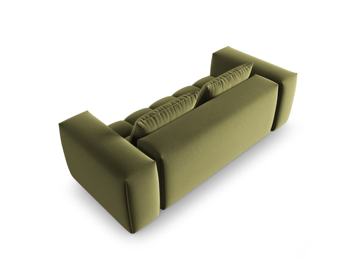 Modulares 3er Sofa Verona in Sand-Casino Samtstoff mit Massivholzrahmen und schwarzen Kunststoffbeinen, Cosmopolitan Design.