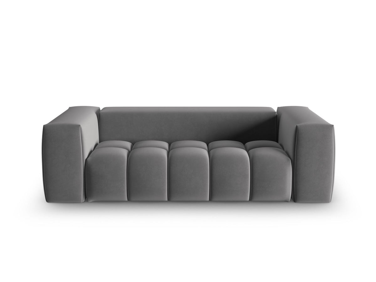 Modulares 3er Sofa Verona in Sand-Casino Samtstoff mit Massivholzrahmen und schwarzen Kunststoffbeinen, Cosmopolitan Design.