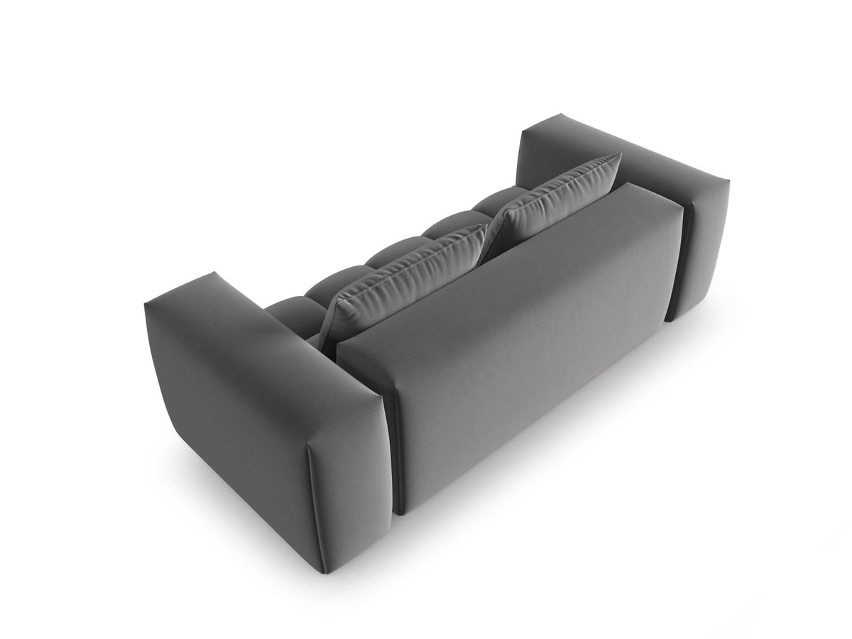 Modulares 3er Sofa Verona in Sand-Casino Samtstoff mit Massivholzrahmen und schwarzen Kunststoffbeinen, Cosmopolitan Design.