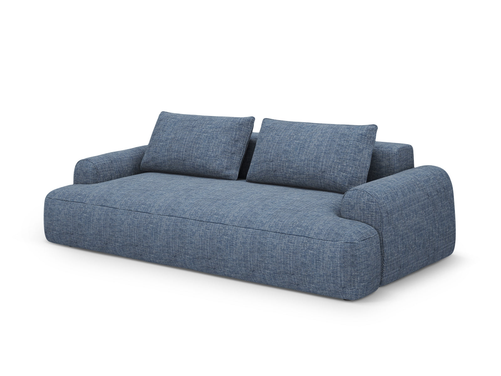 Elegantes 4-Sitzer Sofa Calma in Blue Melange-Baltimore, ideal für Wohnräume, bietet Schlaffunktion und praktischen Stauraum.