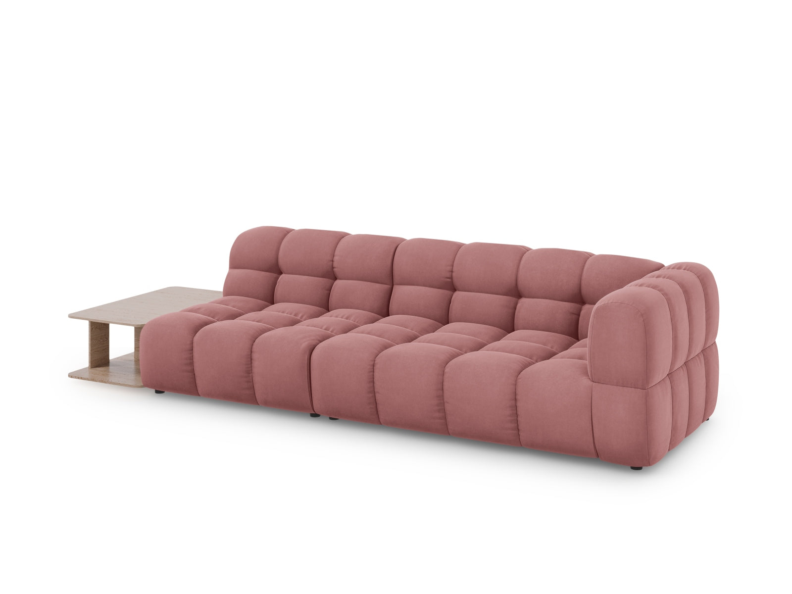 Elegantes Sky Velour Sofa in Flamingo-Casino, modulares Design, 4-Sitzer, linksseitig, ideal für stilvolle Wohnräume.