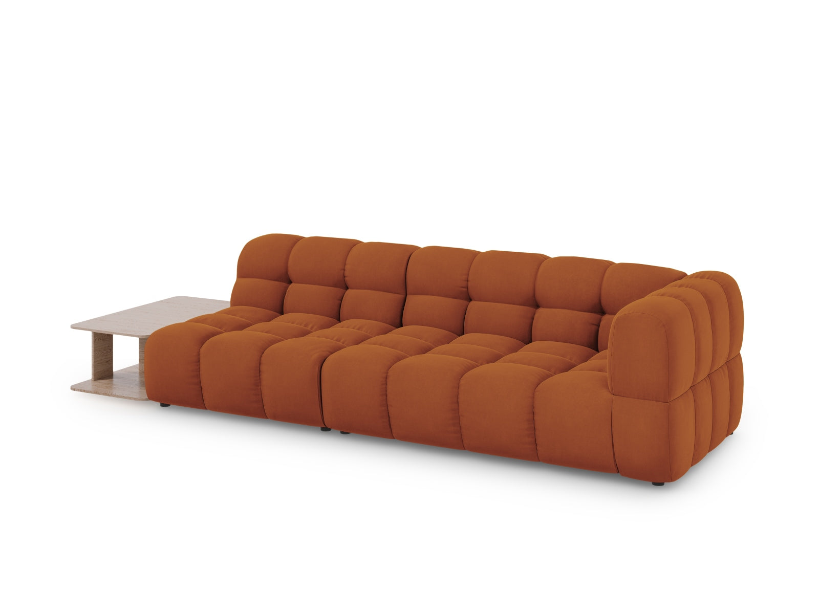 Elegantes Sky Velour Sofa in Terracotta, 4-Sitzer, linksseitig, ideal für stilvolle Wohnräume. Modulares Design von Cosmopolitan Design.