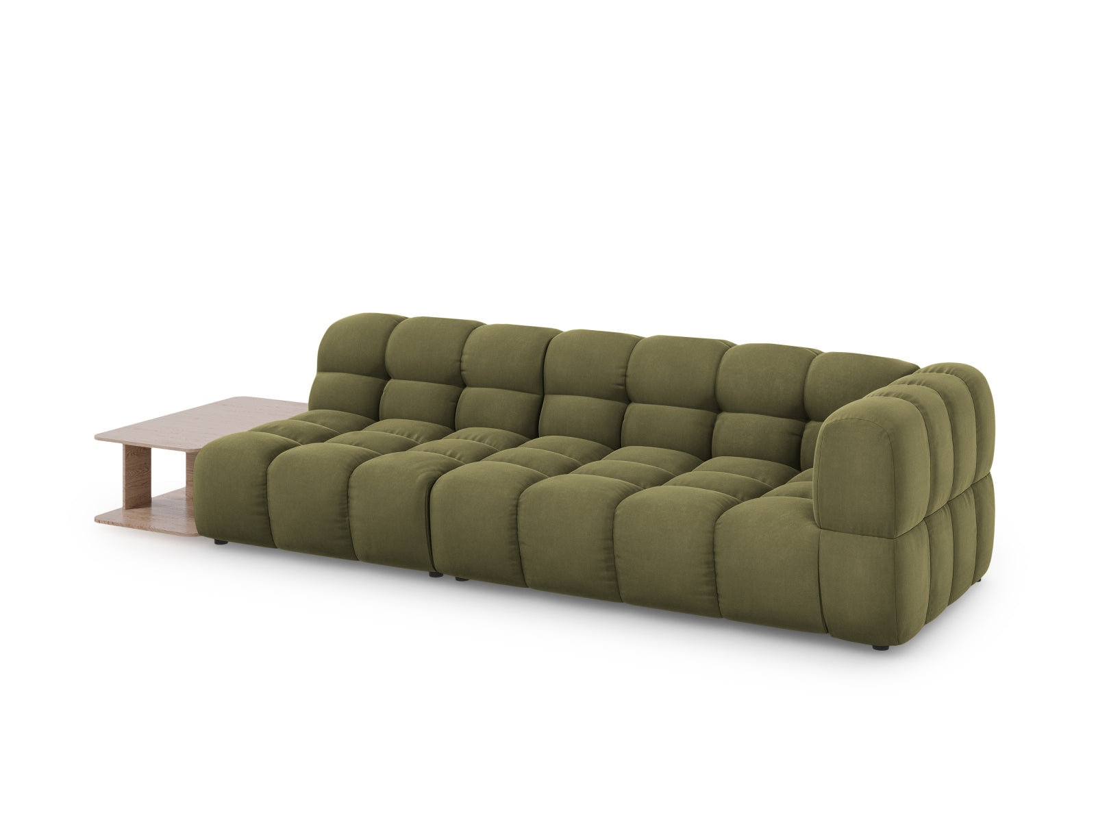 Elegantes modulares 4-Sitzer Sofa in hellem Grün, ideal für stilvolle Wohnräume. Linksseitige Anordnung, perfekt für gemütliche Abende.