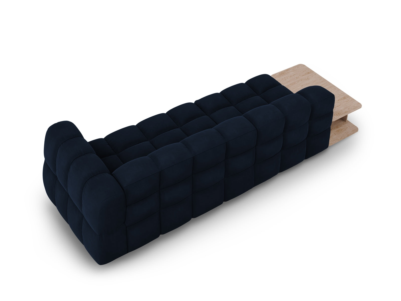 Elegantes modulares 4-Sitzer Sofa in Royal Blue, aus weichem Sky Velour, linksseitig, ideal für zeitgemäße Wohnräume und geschmackvolle Einrichtung.