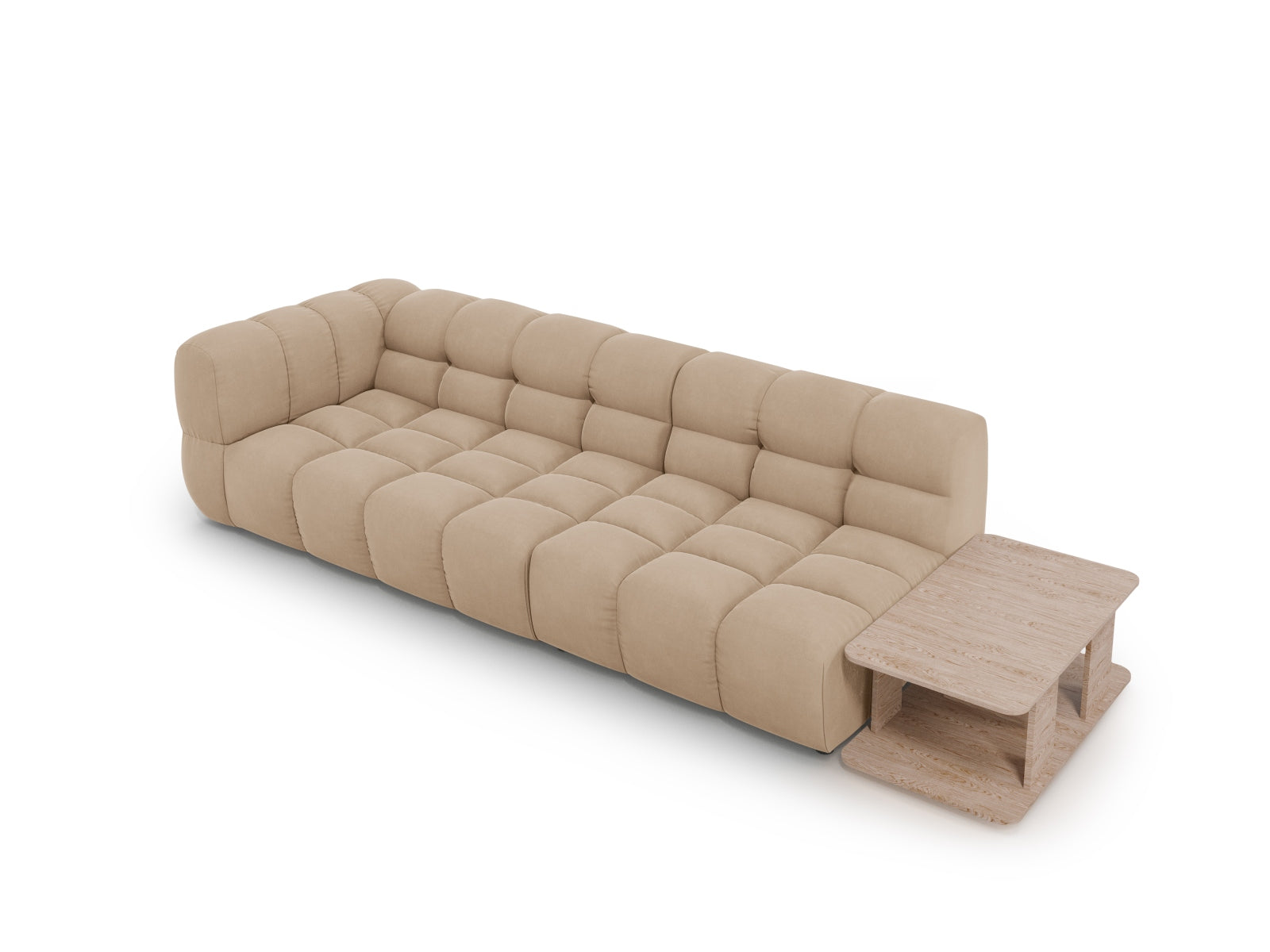 Modulares 4-Sitzer Sofa in Sky Velour, rechte Ausführung, perfekt für moderne Wohnkonzepte, von Cosmopolitan Design.