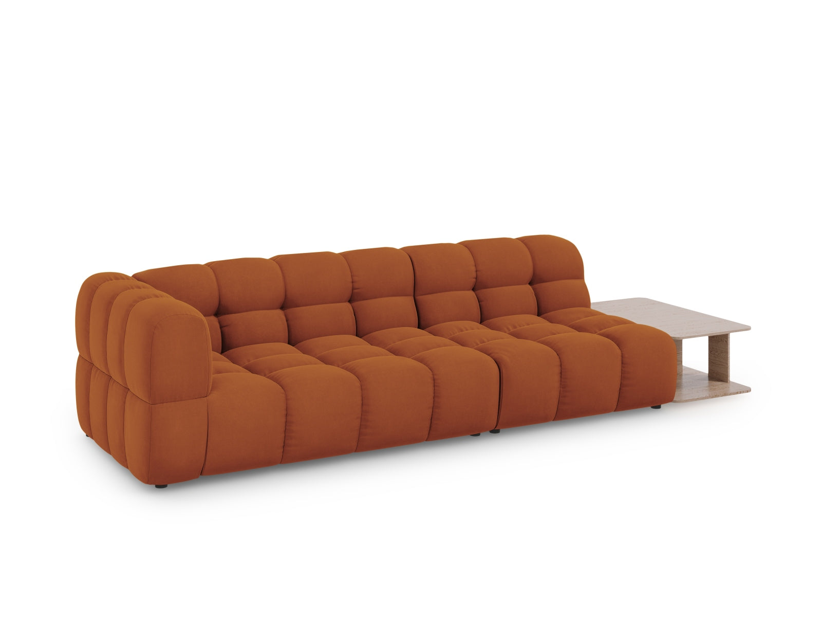 Elegantes Sky Velour Sofa in Terracotta, 4-Sitzer, modulare Bauweise, ideal für stilvolle Wohnräume, präsentiert von Cosmopolitan Design.