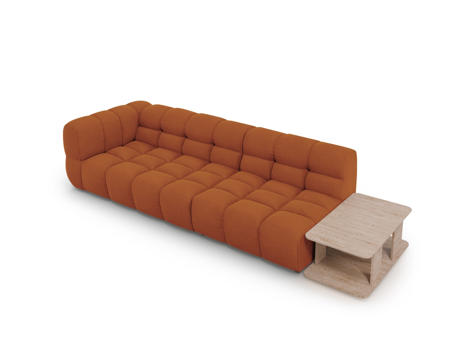 Modulares 4-Sitzer Sofa in Sky Velour, rechte Ausführung, stilvolles Design in Terracotta für moderne Wohnkonzepte von Cosmopolitan Design.