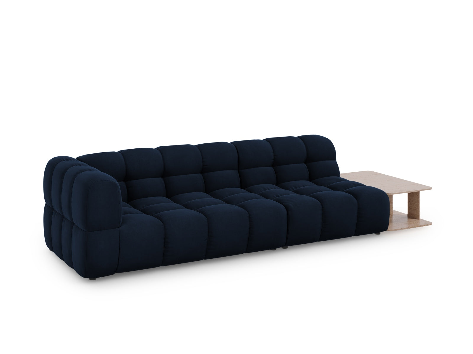 Elegantes Sky Velour Sofa in Royal Blue, 4-Sitzer, modulare Bauweise, ideal für stilvolle Wohnräume, präsentiert von Cosmopolitan Design.