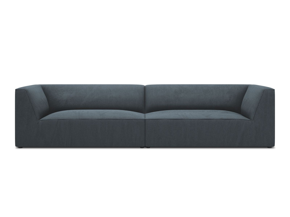 Beiges 4-Sitzer Sofa Siena mit strukturiertem Cordstoffbezug, Massivholzrahmen und schwarzen Kunststoffbeinen, moderne gerade Form.