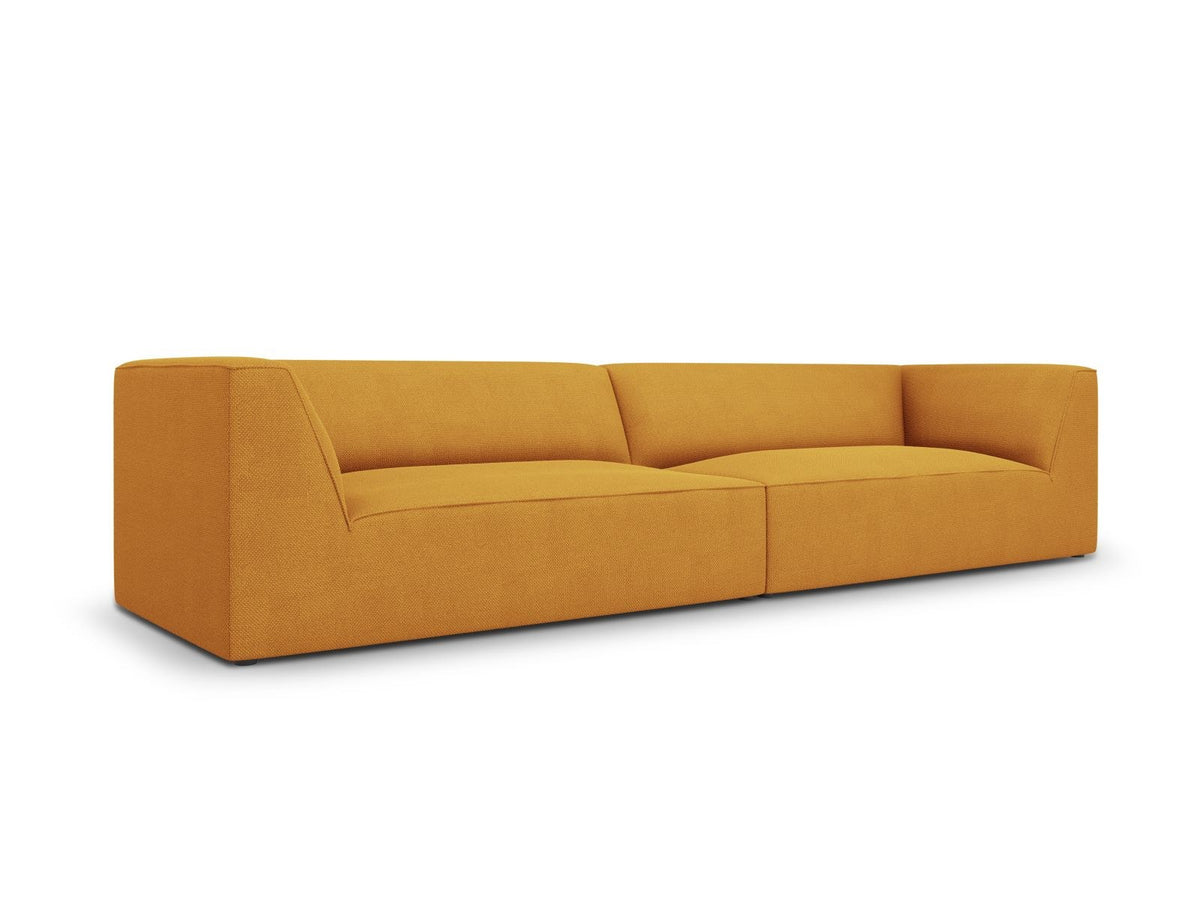 Beiges 4-Sitzer Sofa Siena mit strukturiertem Cordstoffbezug, Massivholzrahmen und schwarzen Kunststoffbeinen, moderne gerade Form.