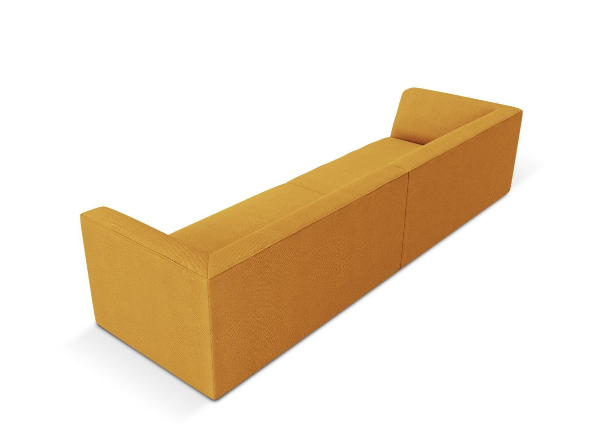 Beiges 4-Sitzer Sofa Siena mit strukturiertem Cordstoffbezug, Massivholzrahmen und schwarzen Kunststoffbeinen, moderne gerade Form.